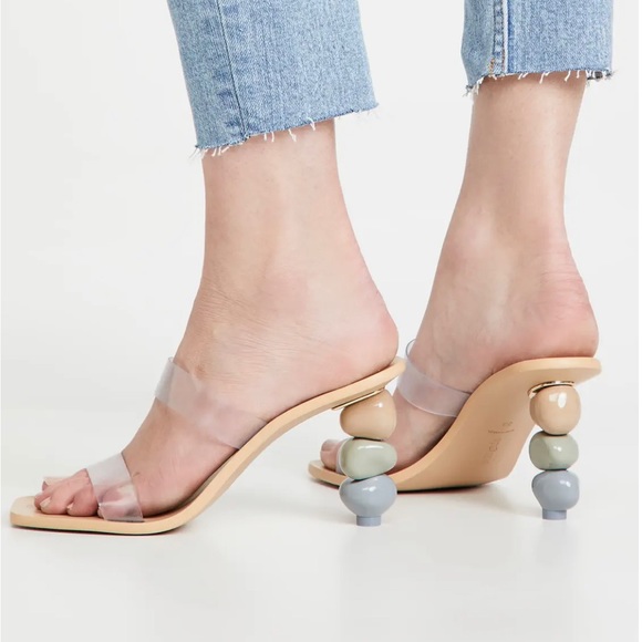 Cult Gaia Meta Clear Sandals Pewter Multi - Size 8.5 (38.5) - Picture 3 of 11